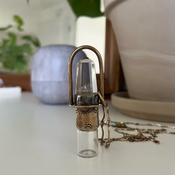 Roadkill Gems Classic Stamped Brass Rollerball Necklace with 30in Chain - Picture 2 of 3